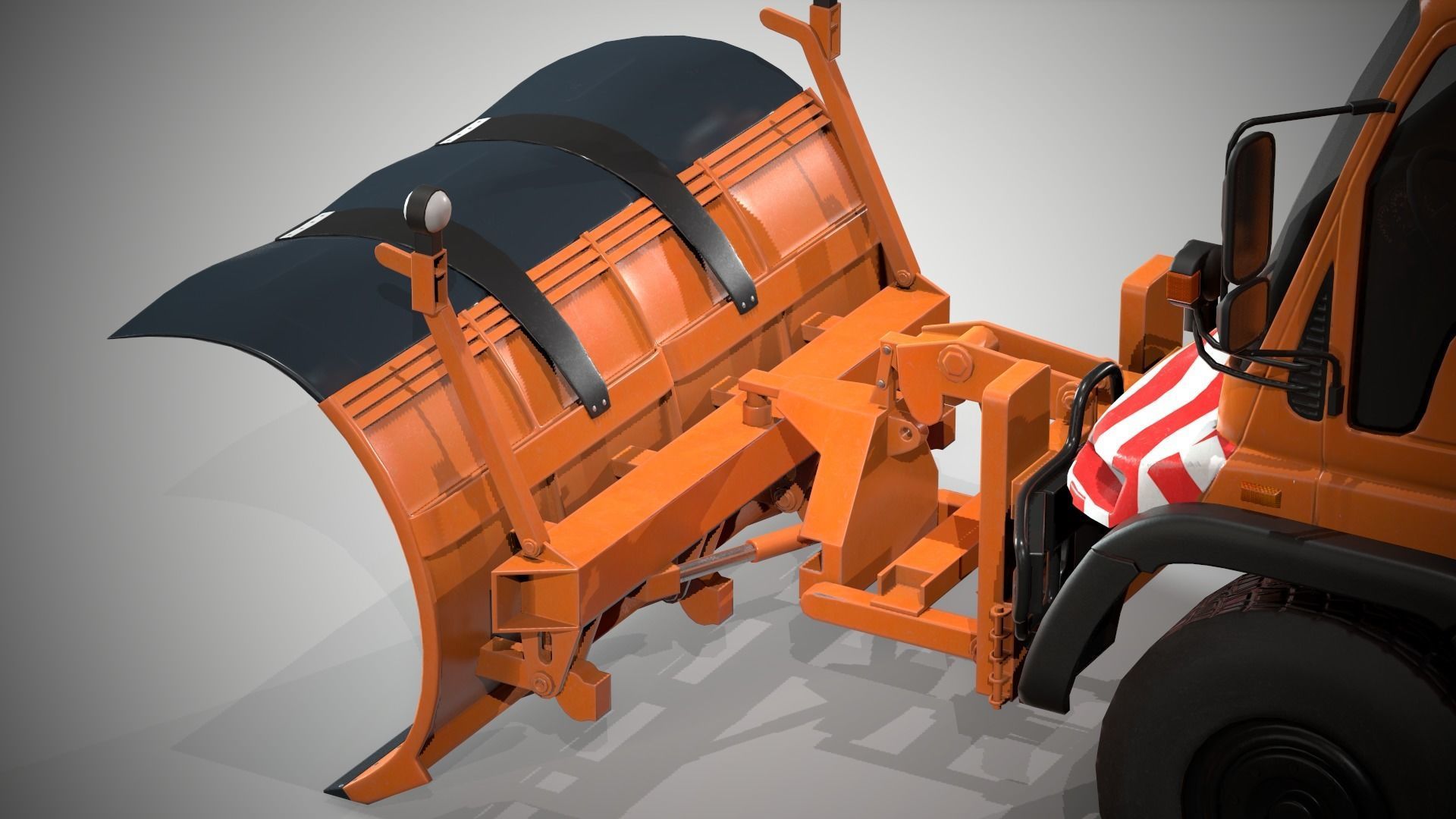 Snowplow Truck Unimog U500 2 Low-poly 3D model_9