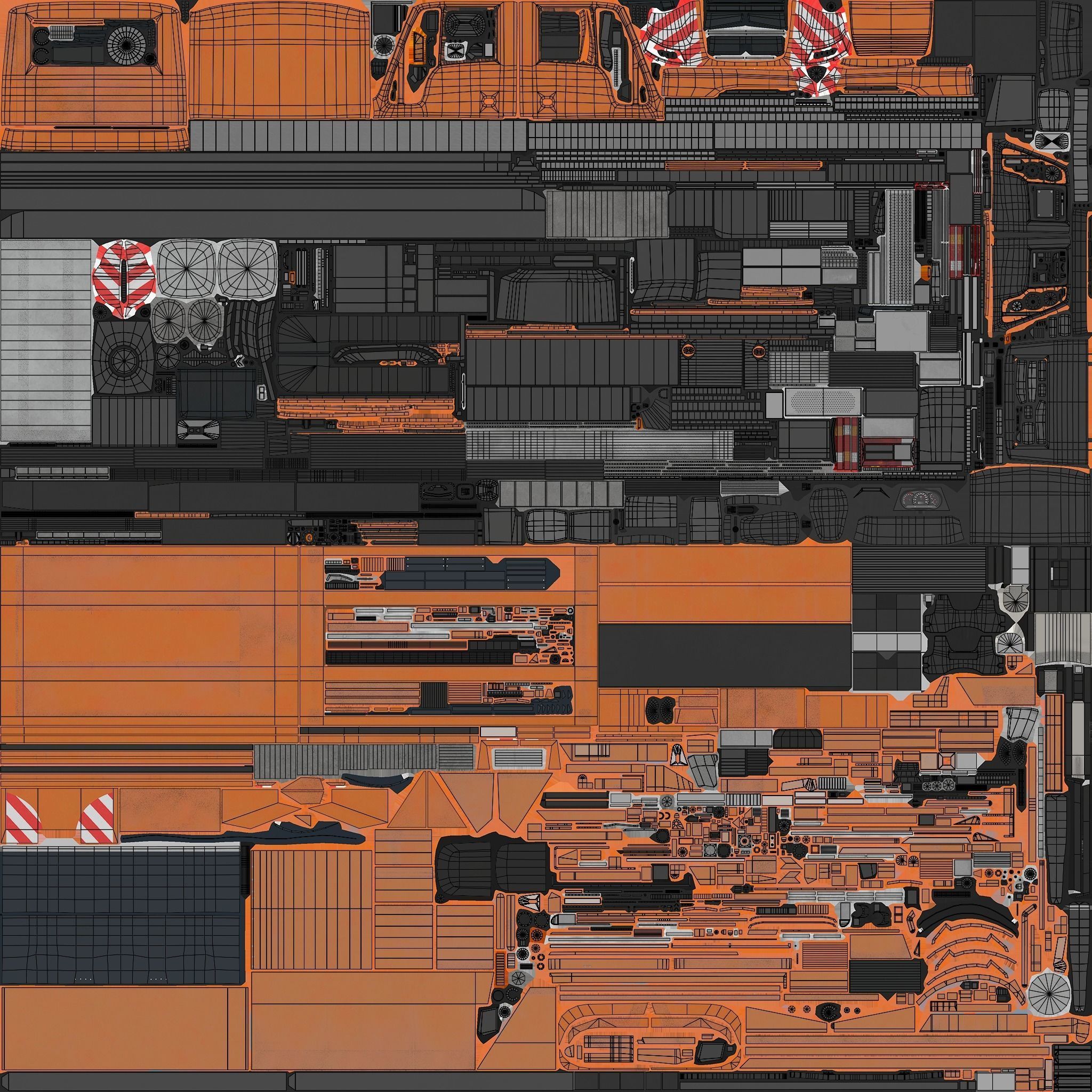 Snowplow Truck Unimog U500 2 Low-poly 3D model_17