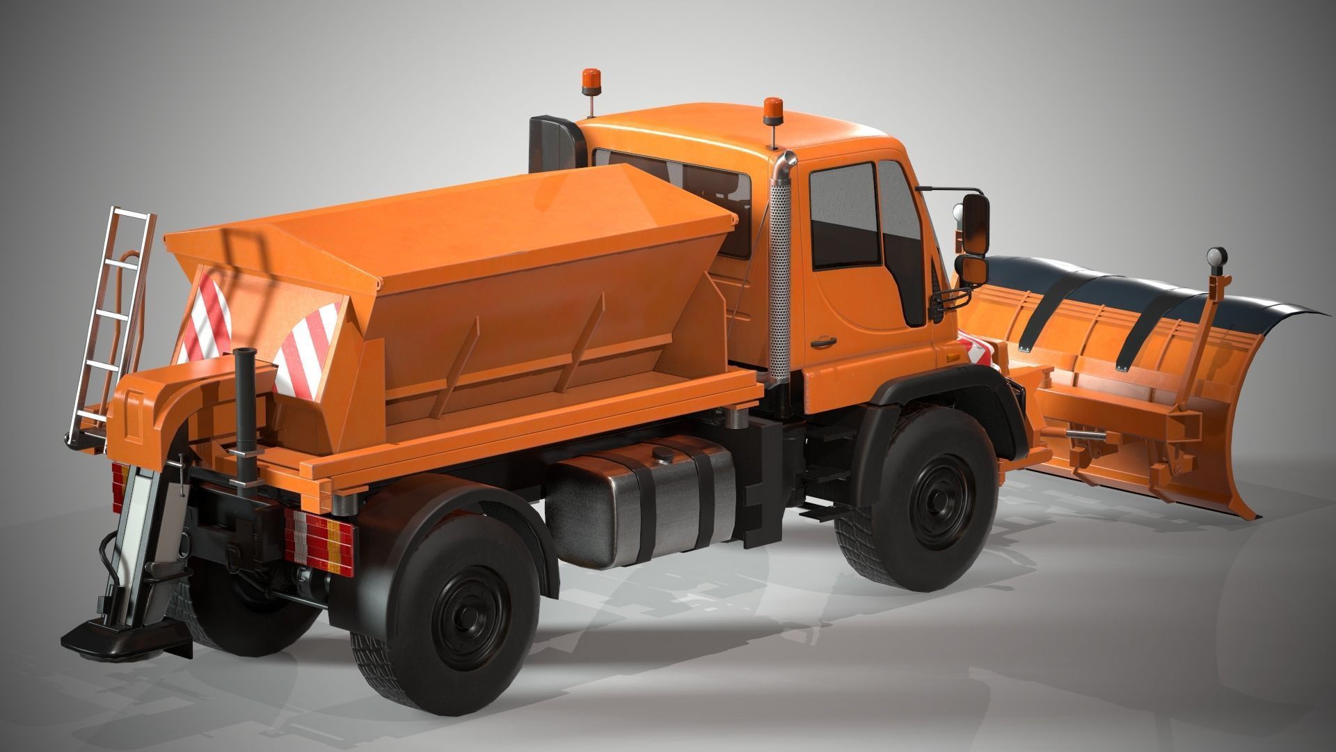Snowplow Truck Unimog U500 2 Low-poly 3D model_4