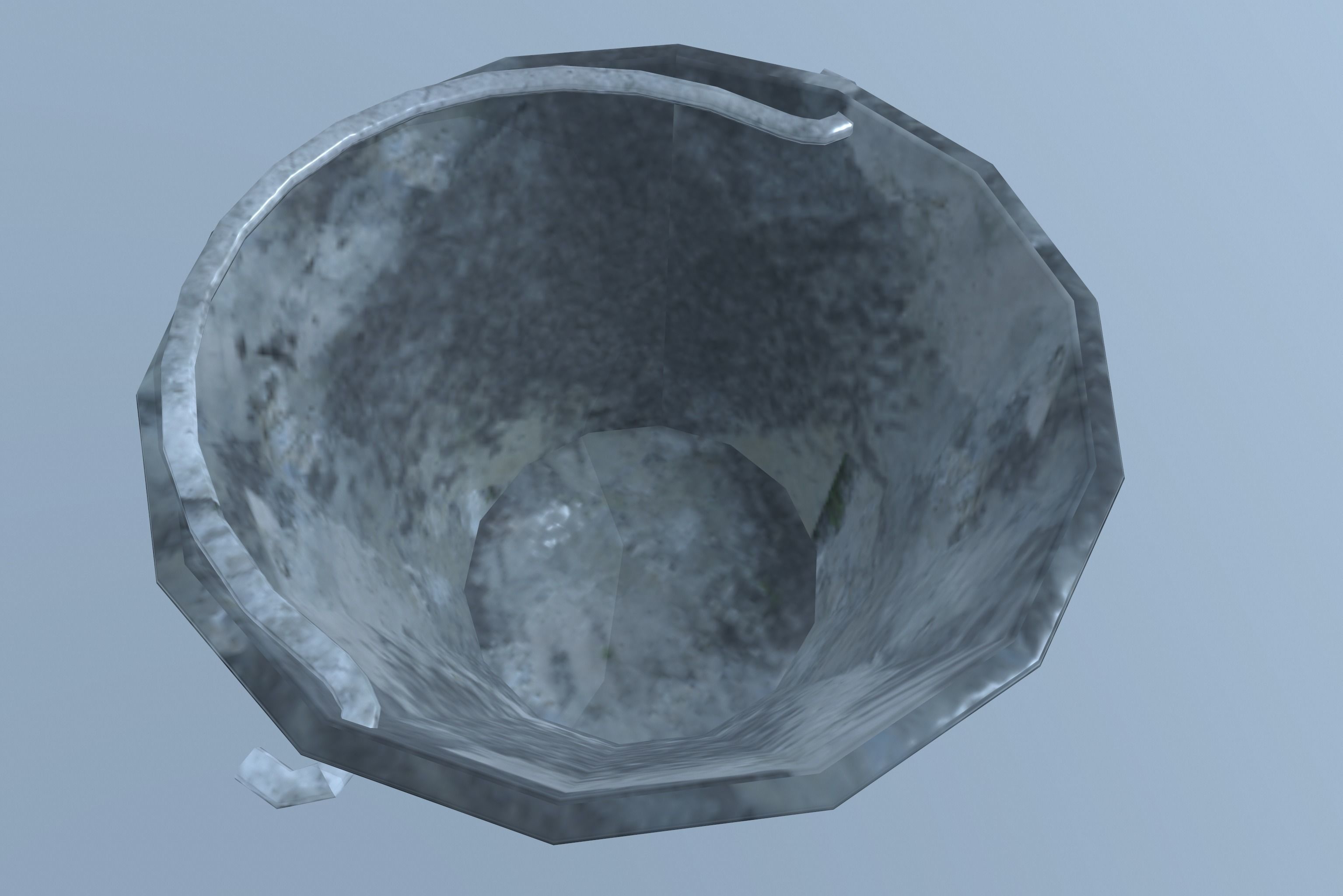 Bucket metal bowl Low-poly 3D model_4