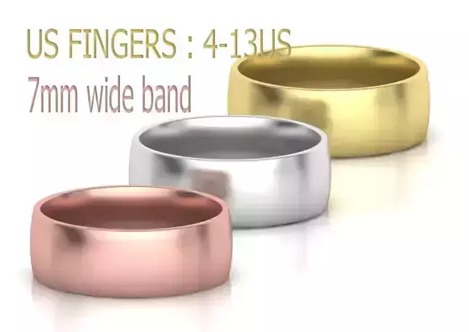 Traditional Court Wedding Band Ring 7mm wide 4-13US sizes 