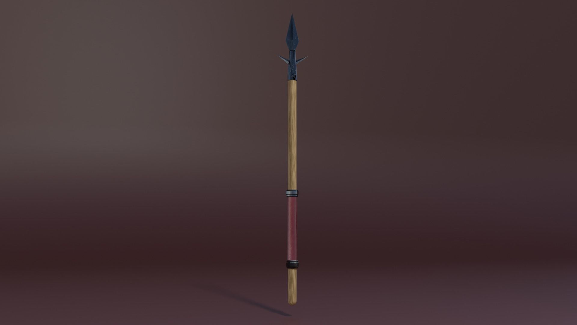 Medieval spear Low-poly 3D model_1