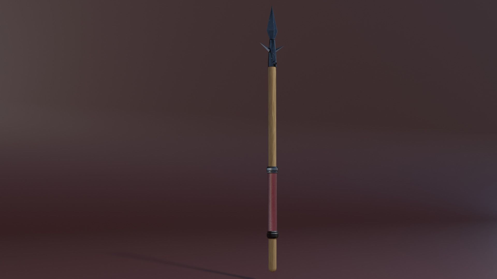 Medieval spear Low-poly 3D model_2