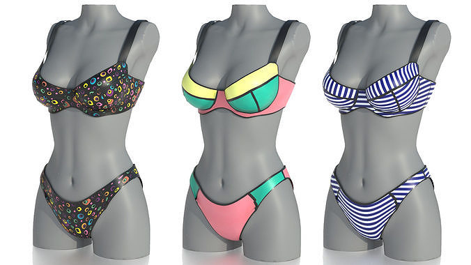 BIKINI 2 woman wearing on mannequin Low-poly 3D model