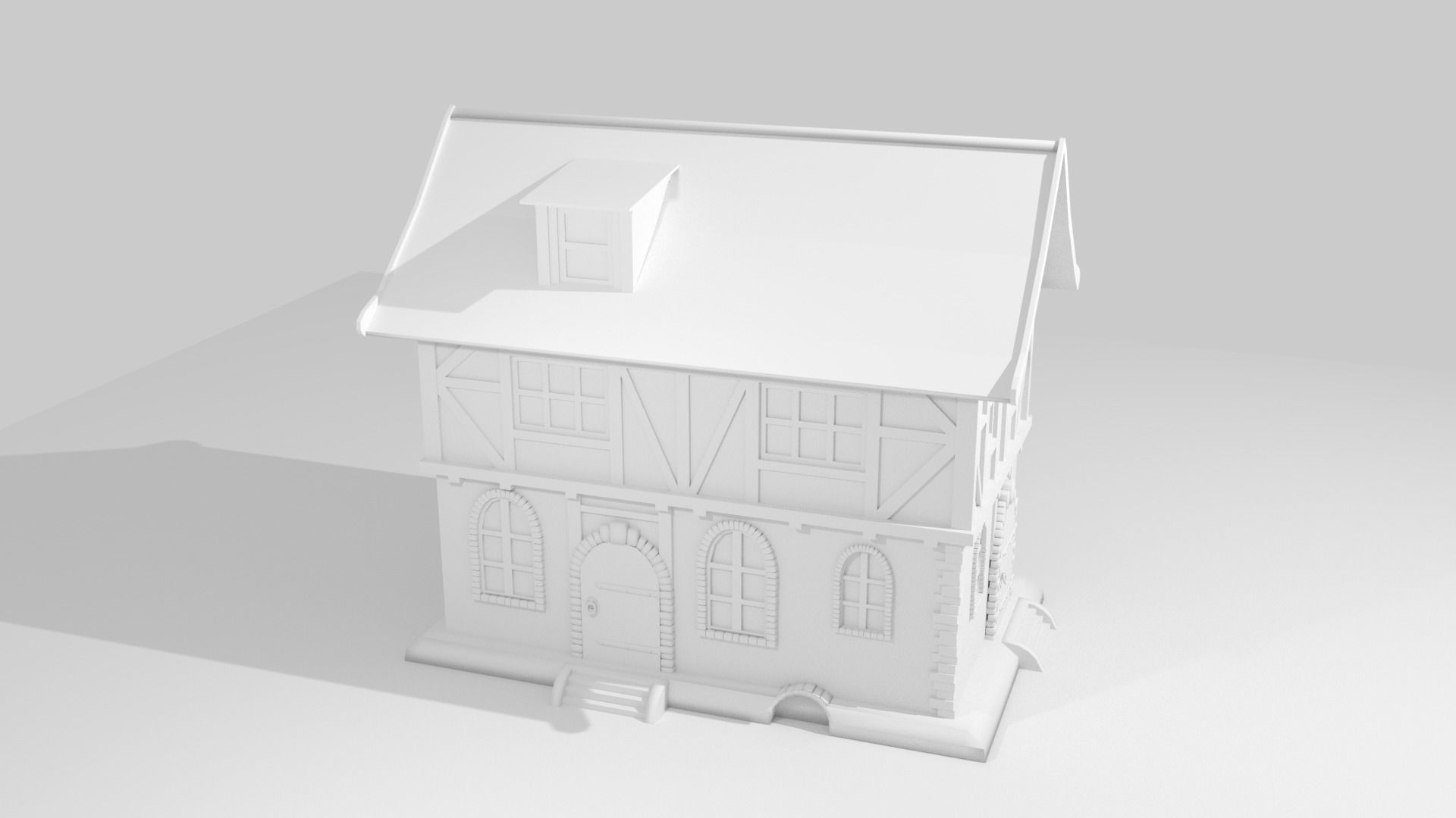 Cartoon medieval house 3 3d Low-poly 3D model_2