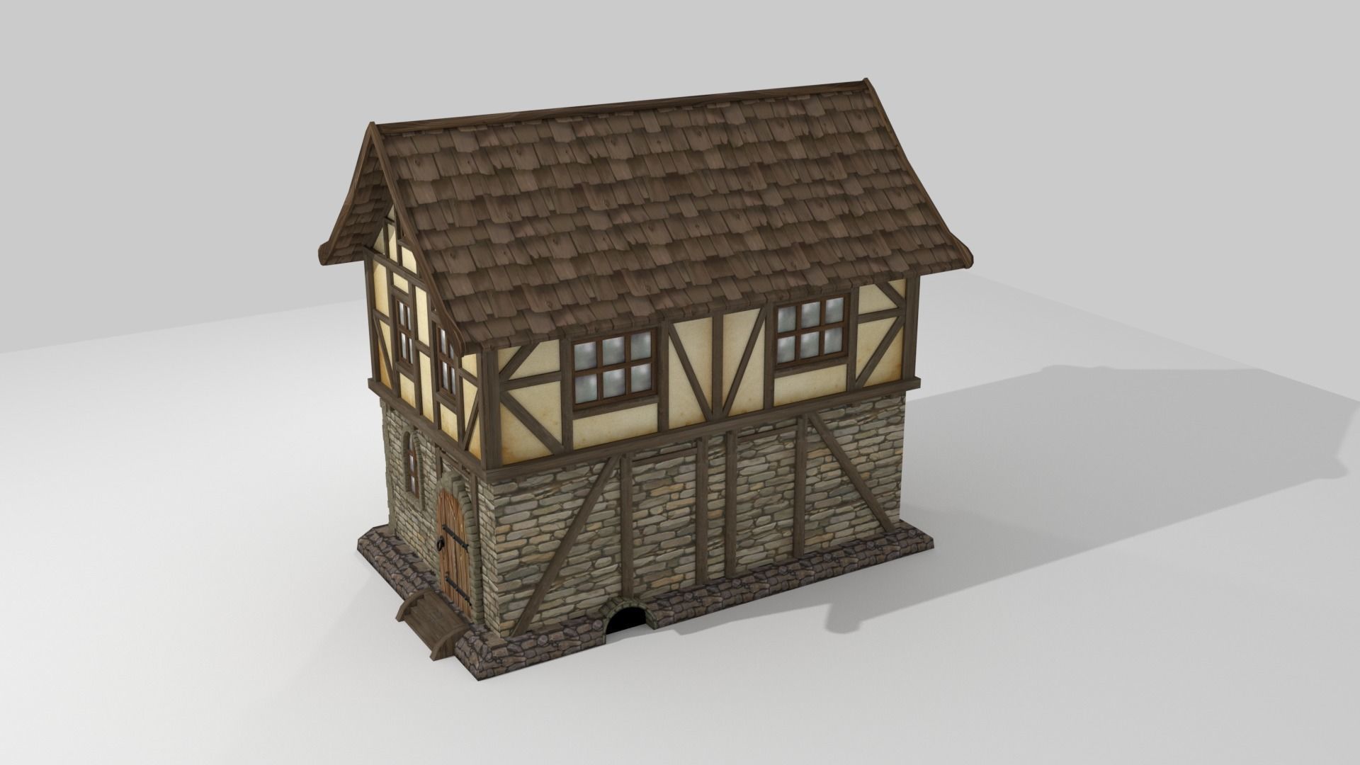 Cartoon medieval house 3 3d Low-poly 3D model_3