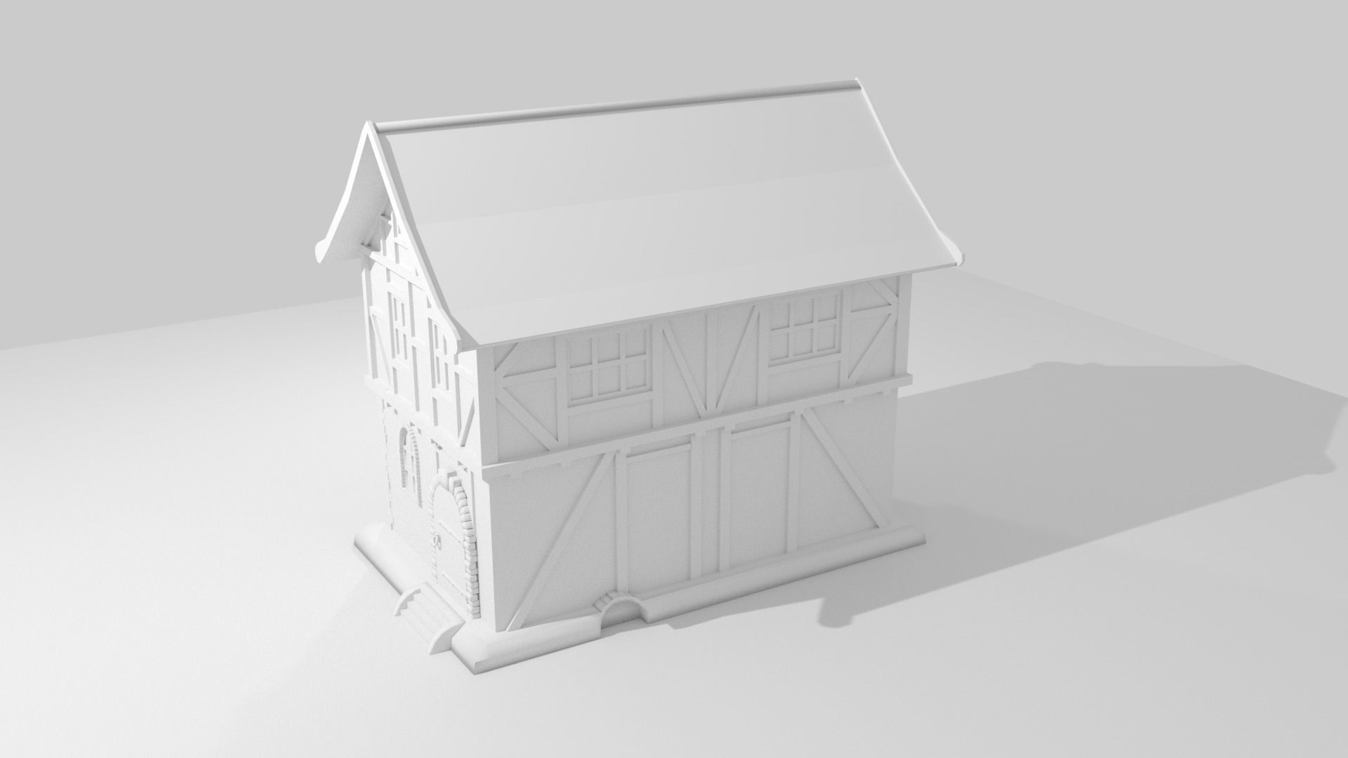 Cartoon medieval house 3 3d Low-poly 3D model_4