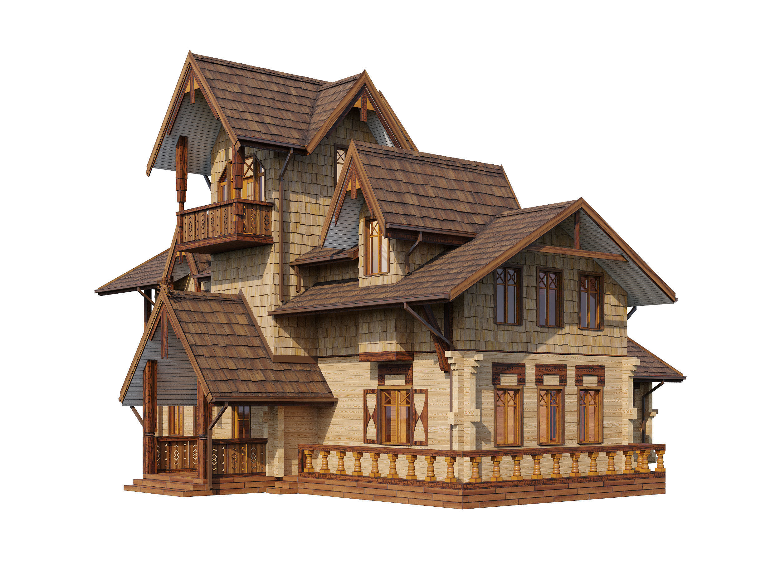 Wood house 3D model_5