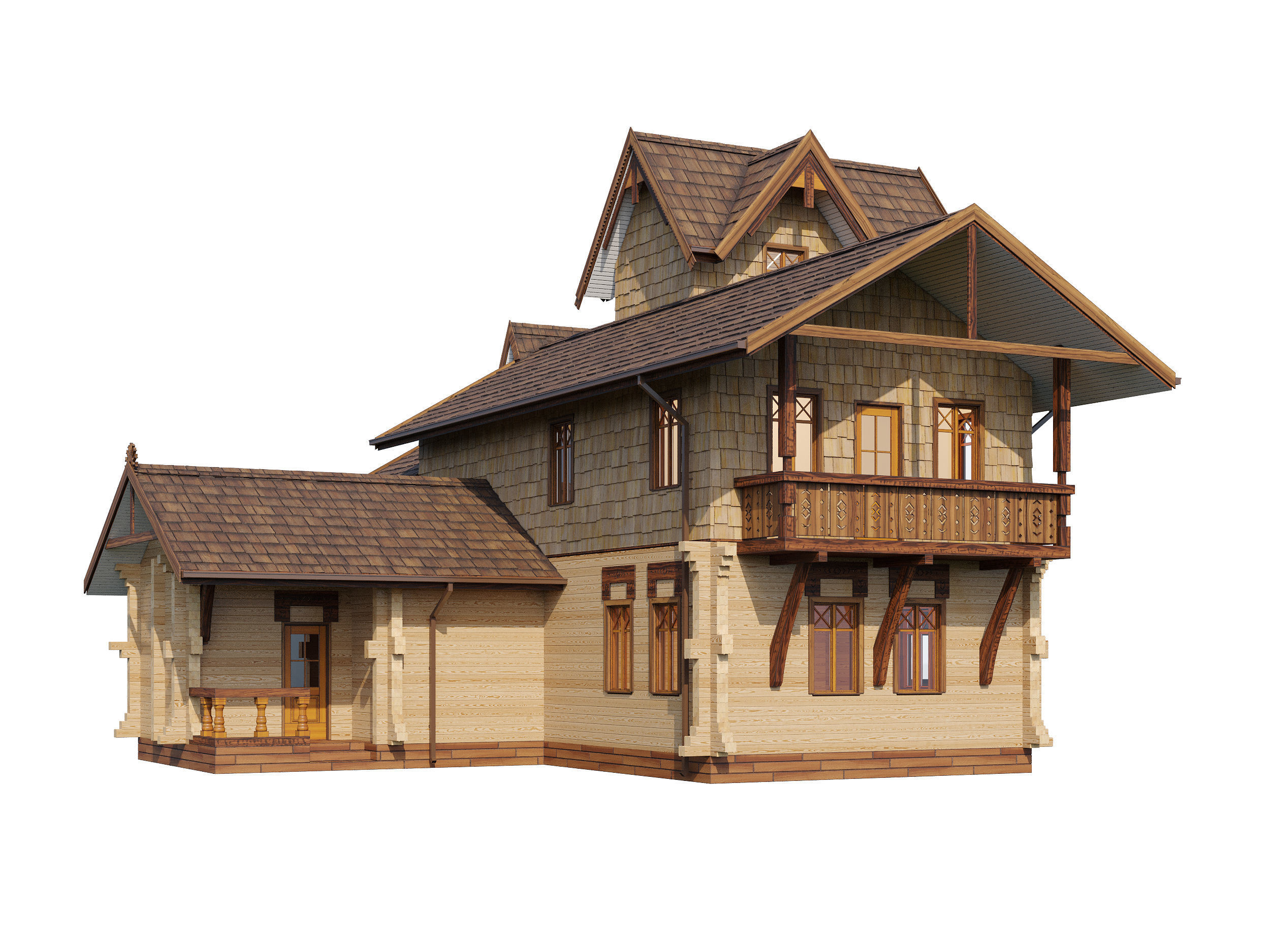 Wood house 3D model_6