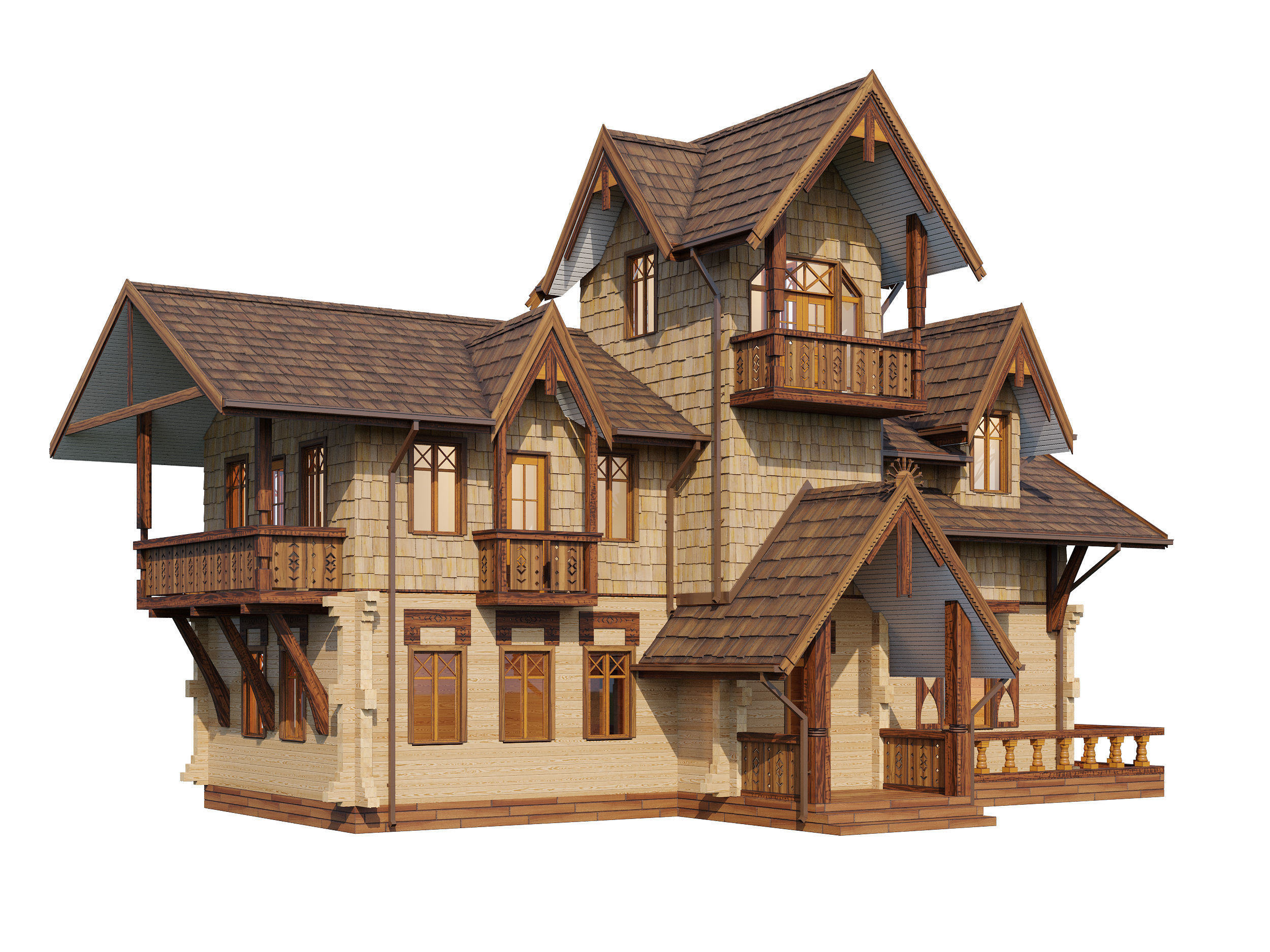 Wood house 3D model_8