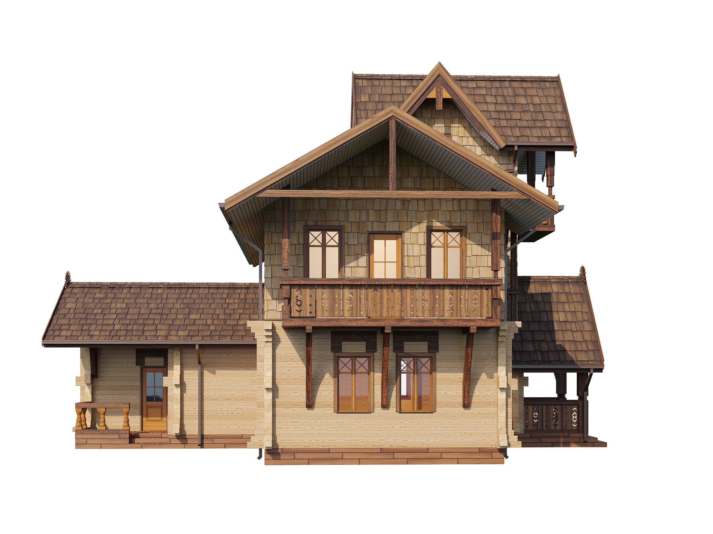 Wood house 3D model_7