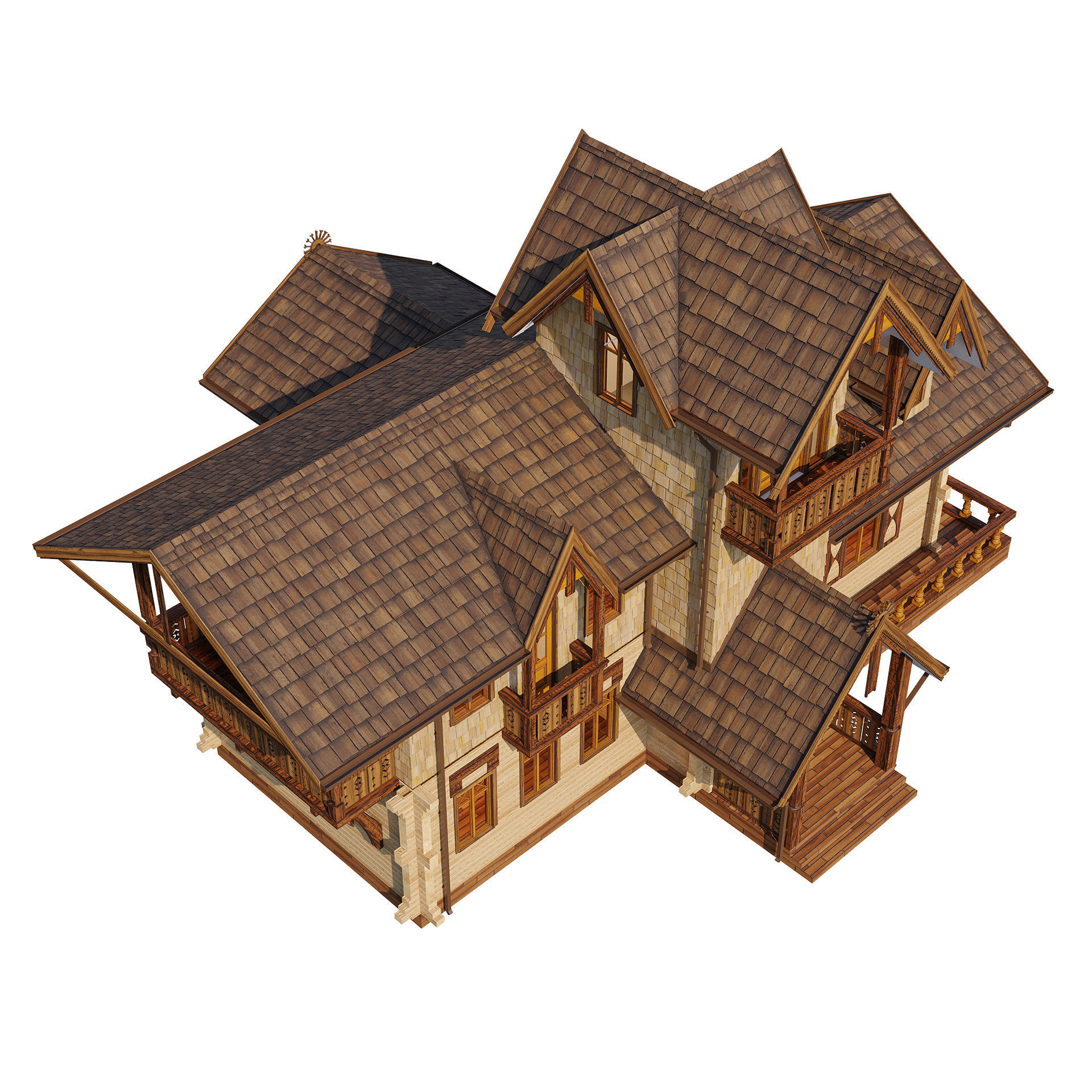 Wood house 3D model_11