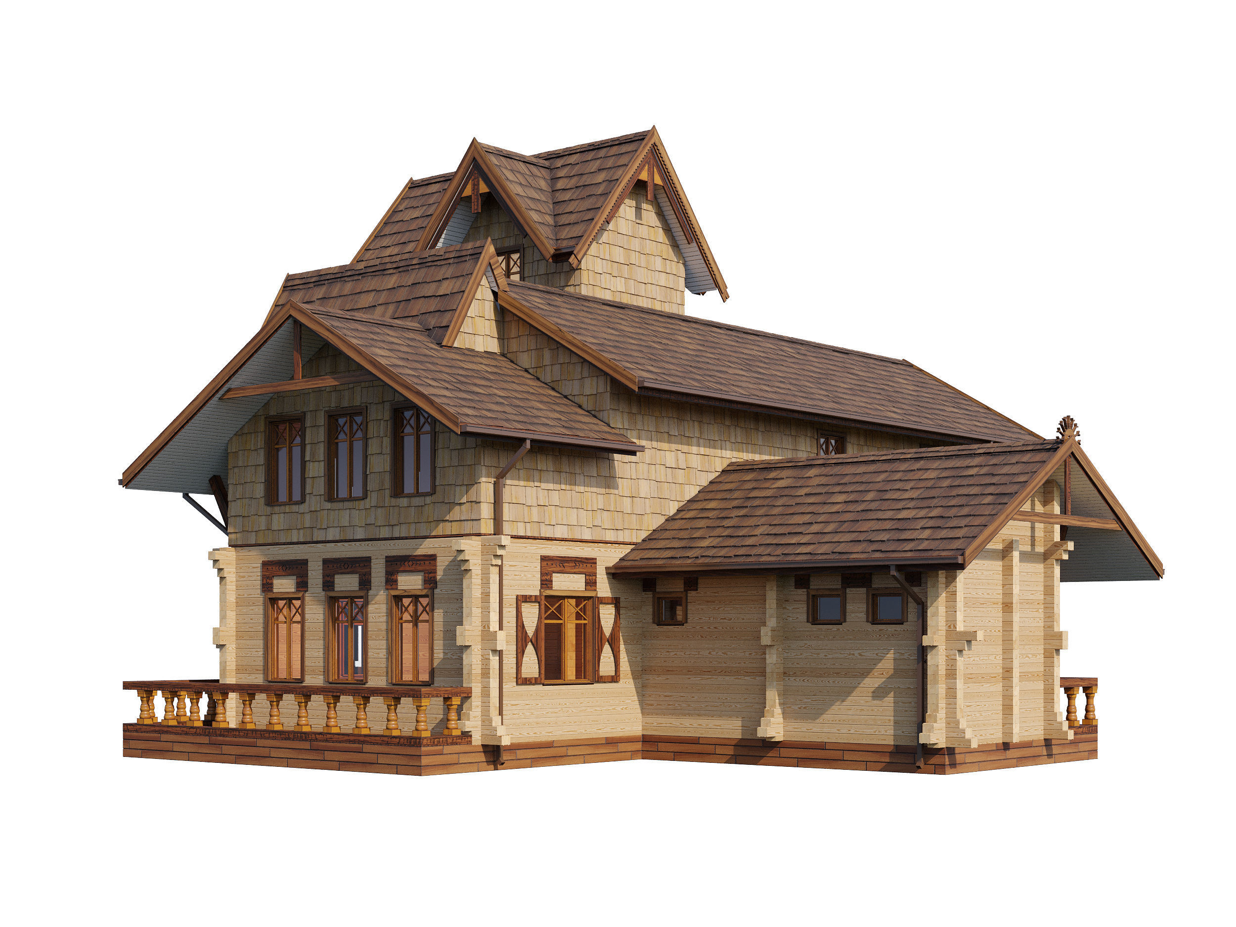 Wood house 3D model_12
