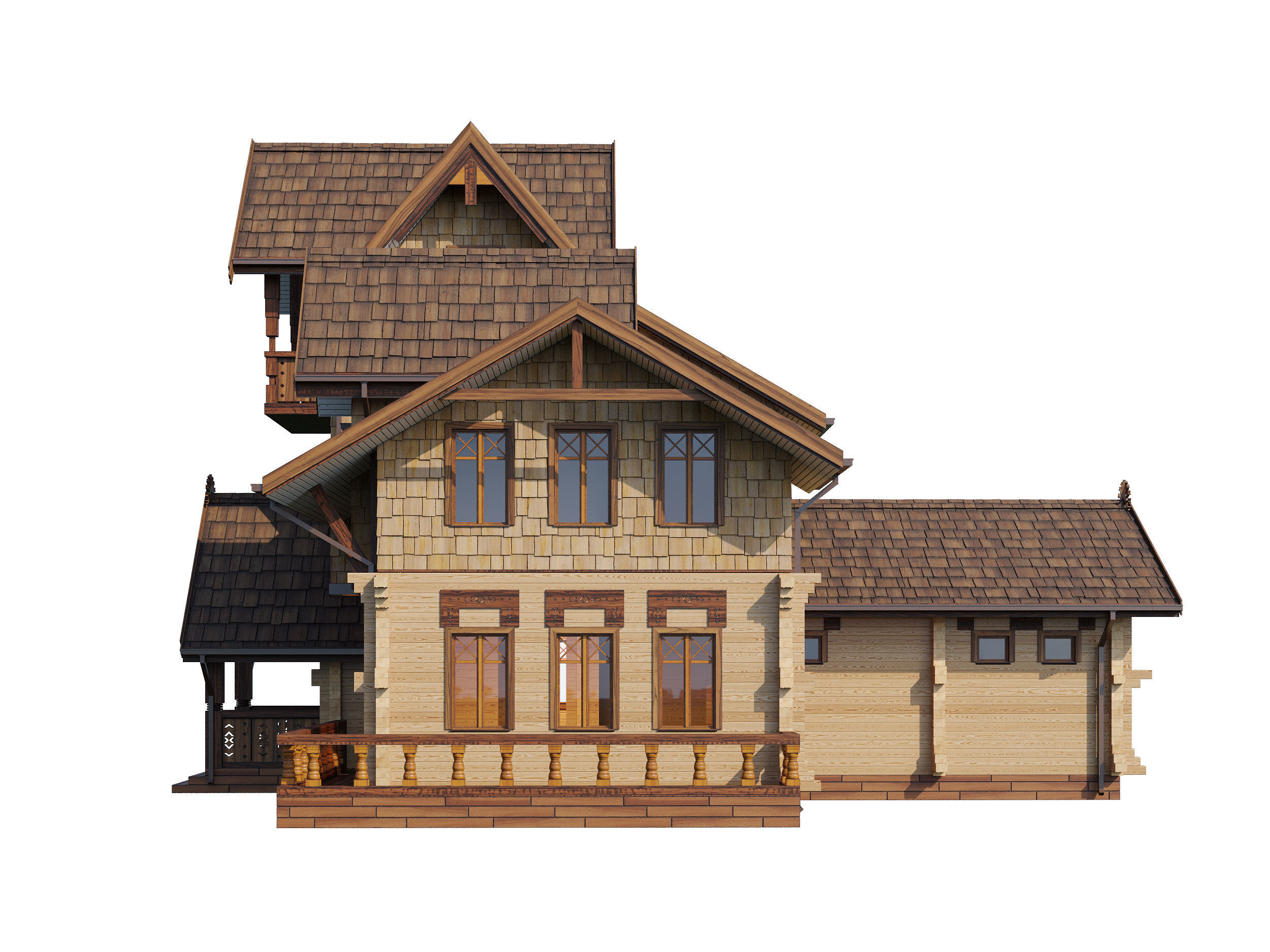 Wood house 3D model_4