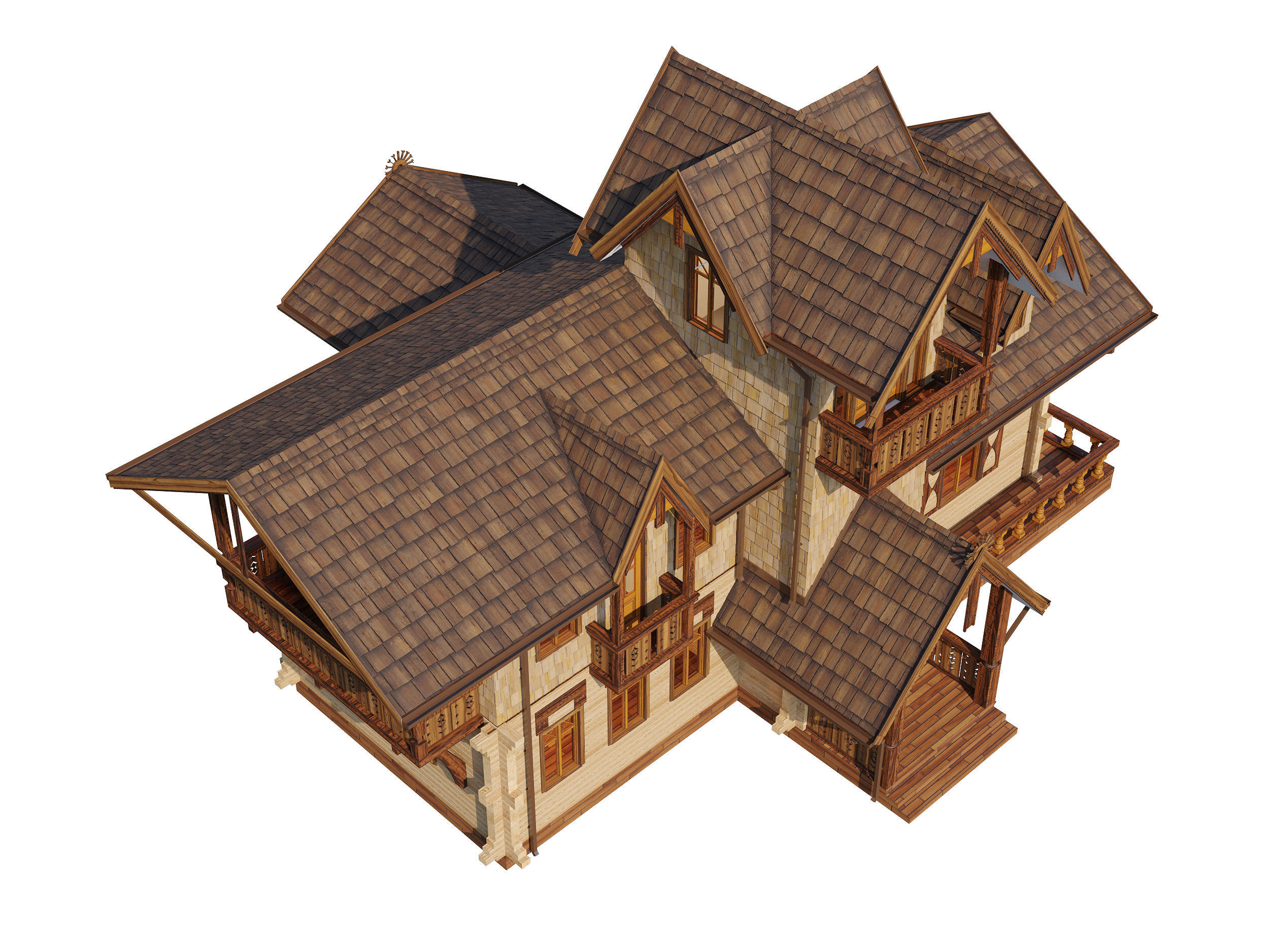 Wood house 3D model_10