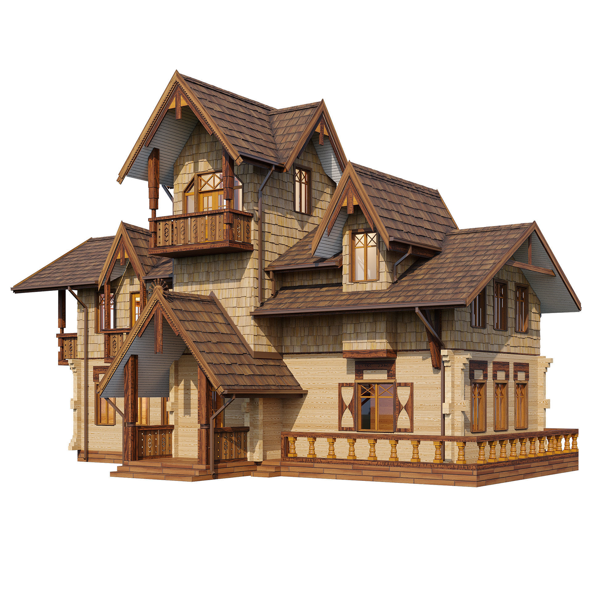 Wood house 3D model_9