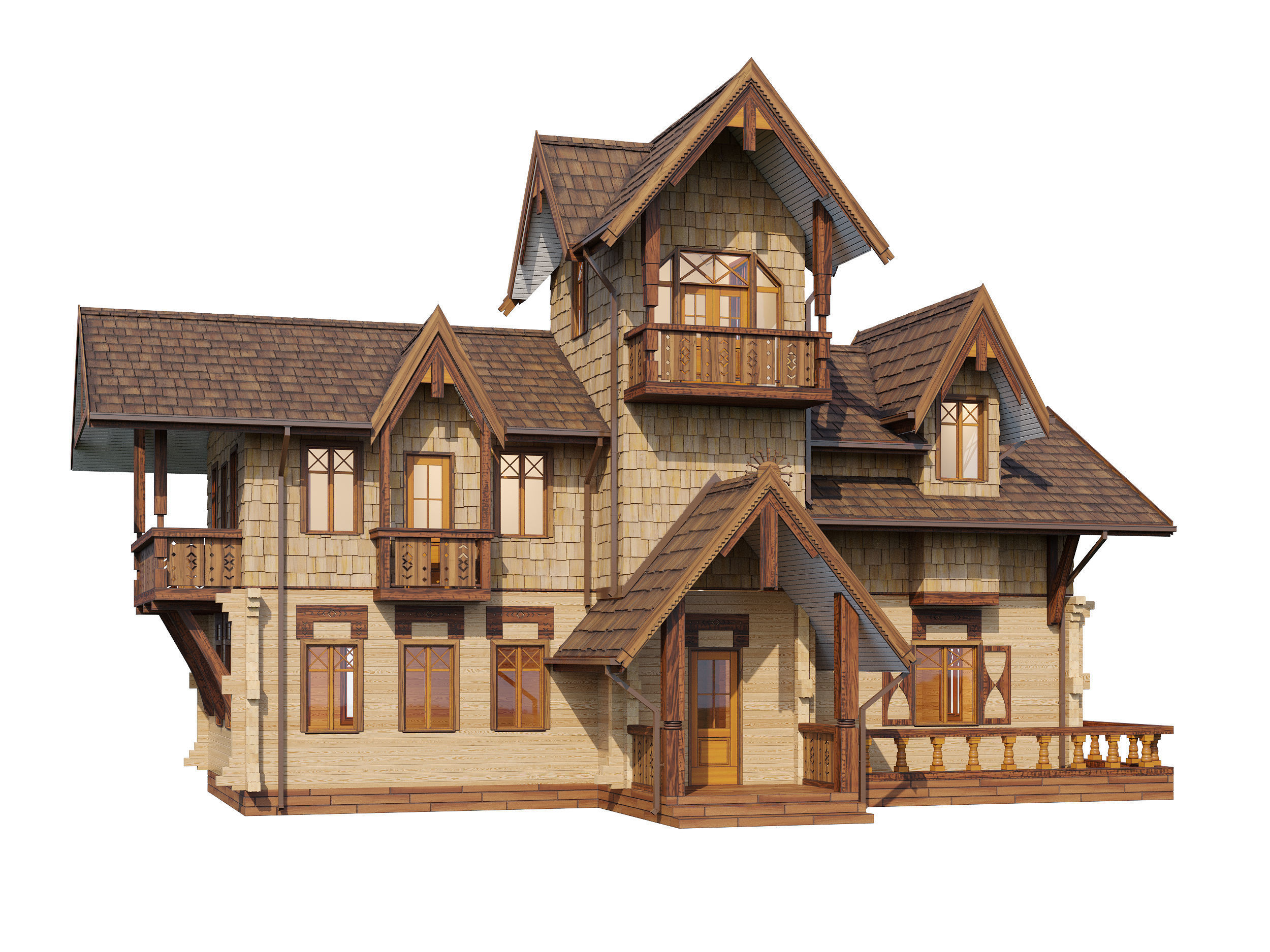 Wood house 3D model_1