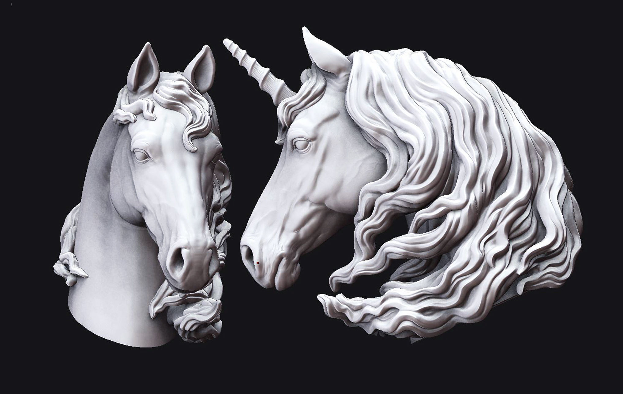 Horse and Unicorn  Head  3D print model_2