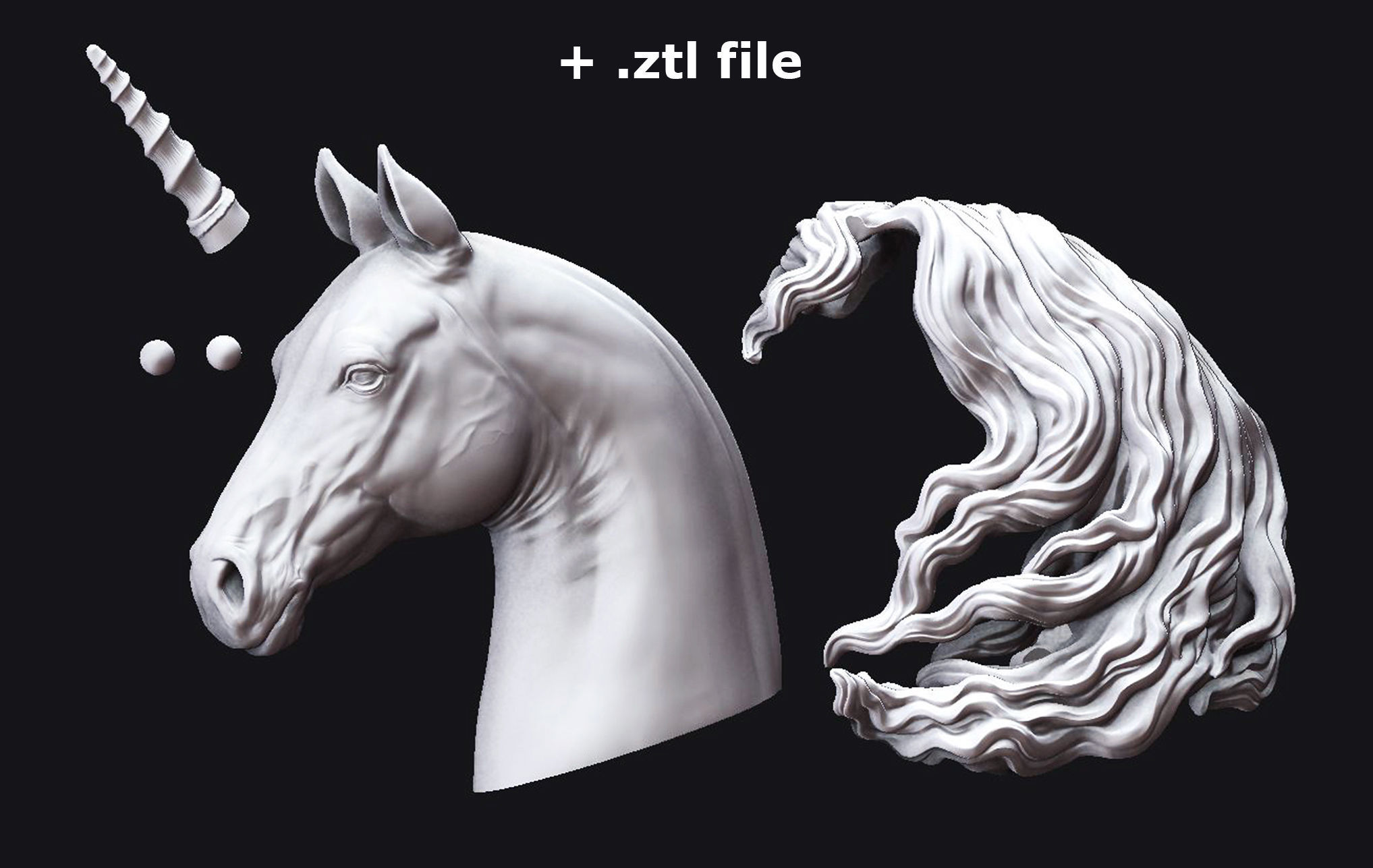 Horse and Unicorn  Head  3D print model_7