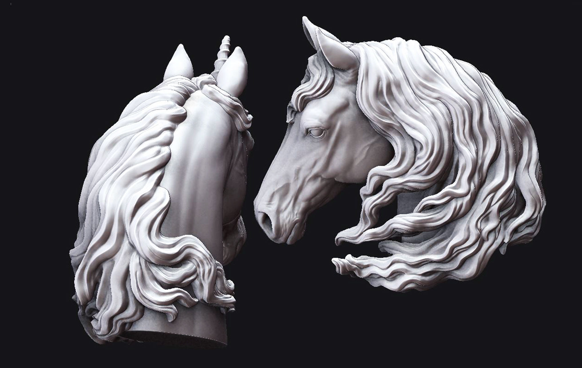 Horse and Unicorn  Head  3D print model_4