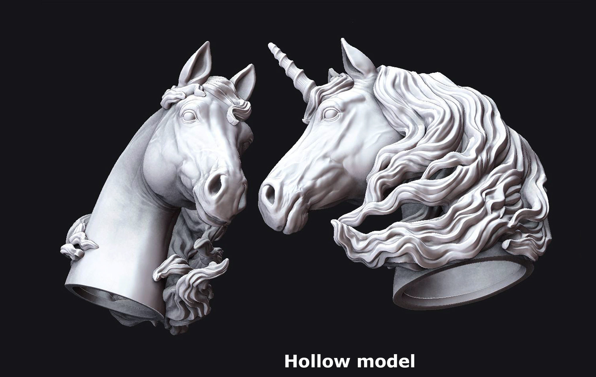 Horse and Unicorn  Head  3D print model_6