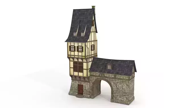 Cartoon medieval house 4 3d