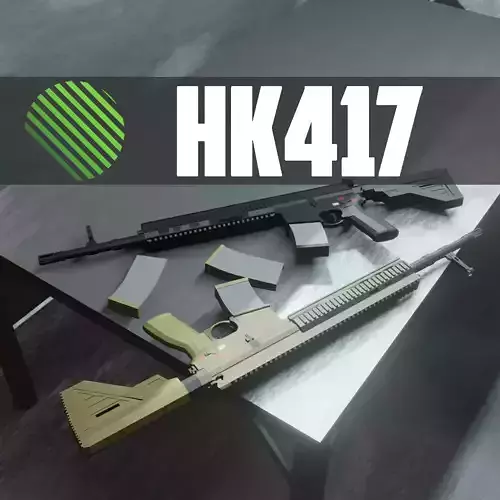 HK417 low poly ar - rifle Low-poly 3D model