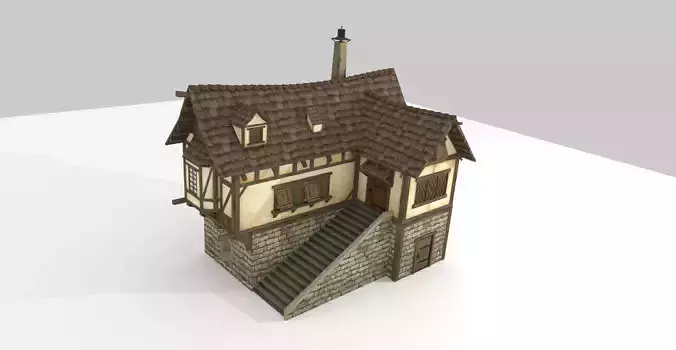Cartoon medieval house 5 3d