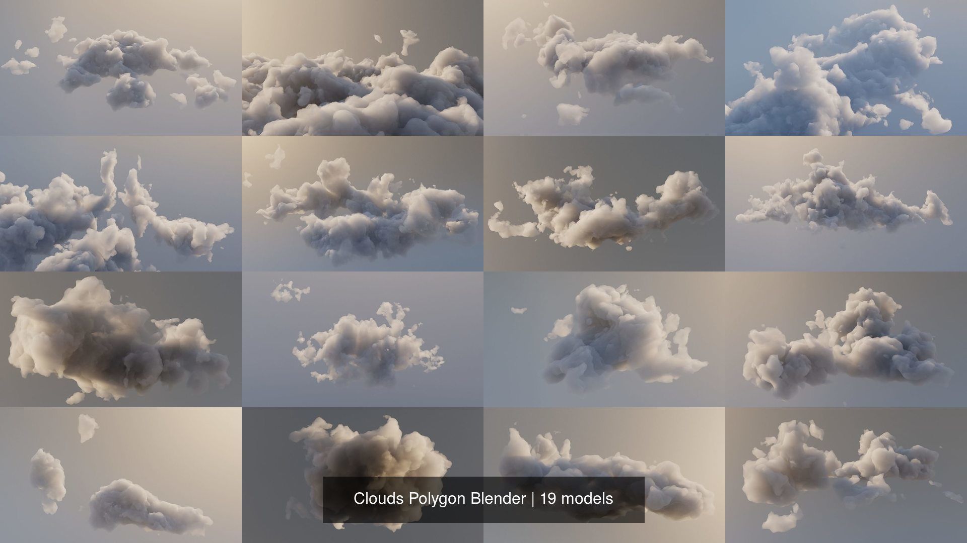 Clouds Polygon Blender 3D Model Collection_1