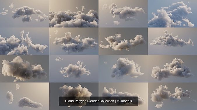Clouds Polygon Blender 3D Model Collection