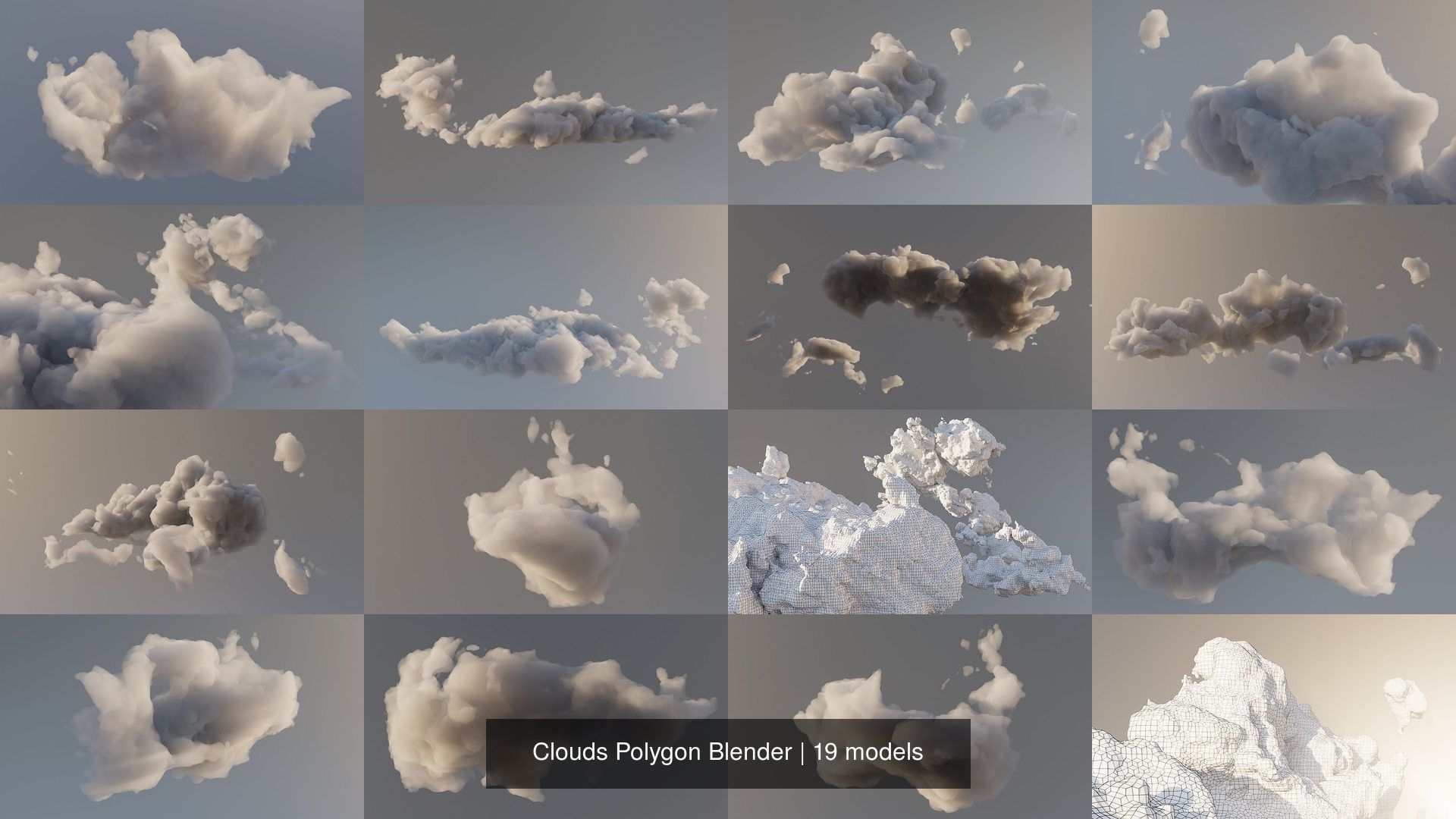 Clouds Polygon Blender 3D Model Collection_2