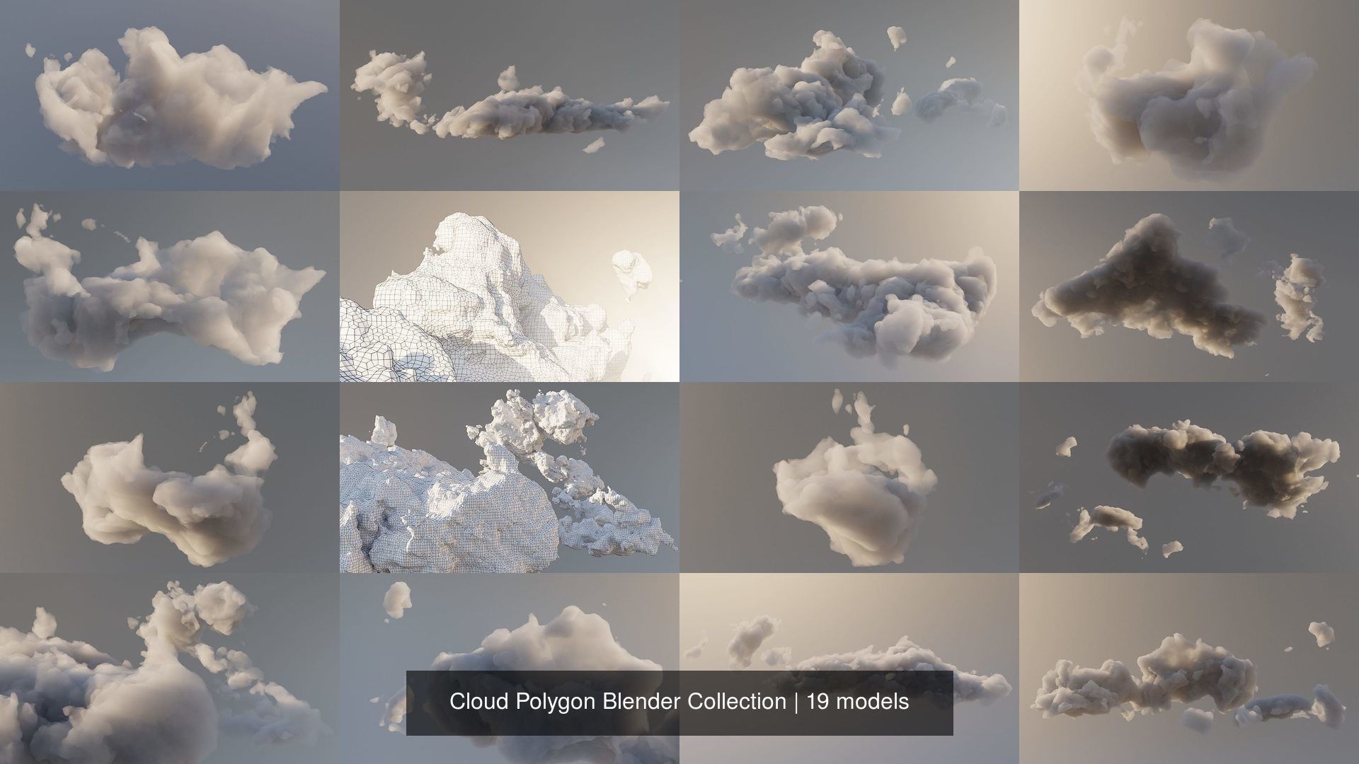 Clouds Polygon Blender 3D Model Collection_3