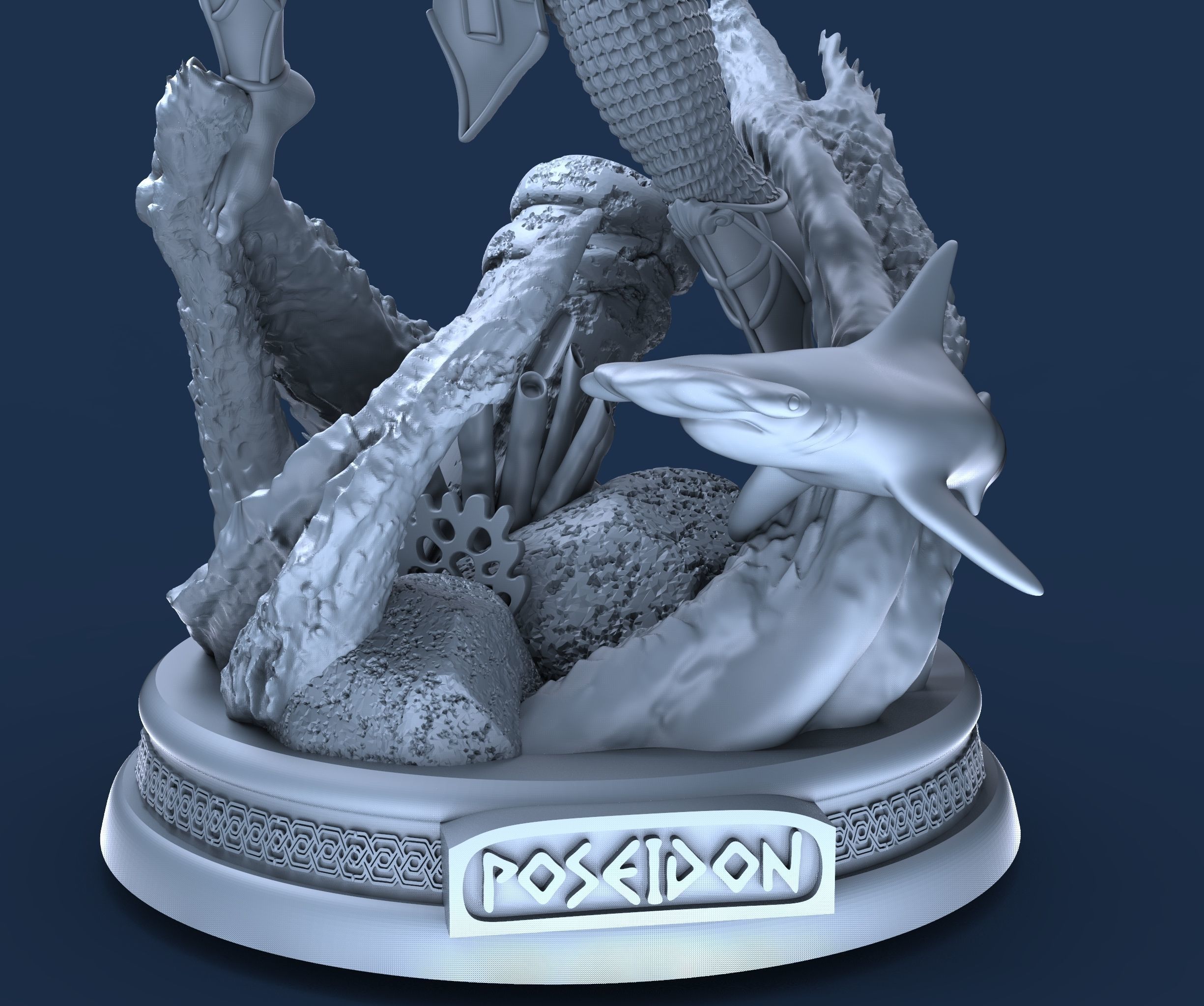 Poseidon statue of neptune 3D print model_2