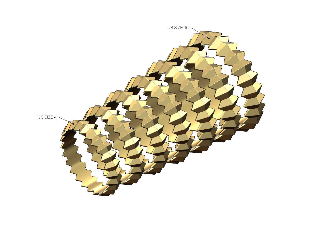 Pyramid eternity stacker ring US size 4to10 3D print model_1