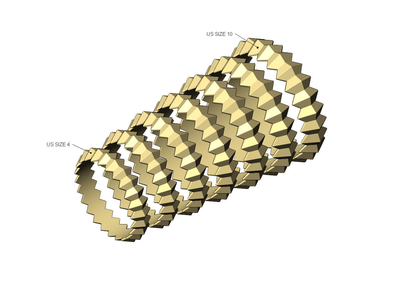 Pyramid eternity stacker ring US size 4to10 3D print model_3