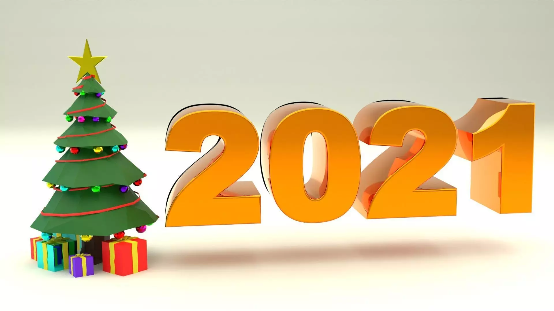 2021 christmas tree Low-poly 3D model_0