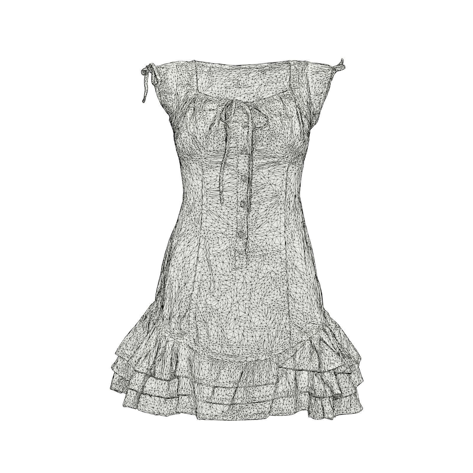 Bows And Stars Jeans Dress 3D model_6