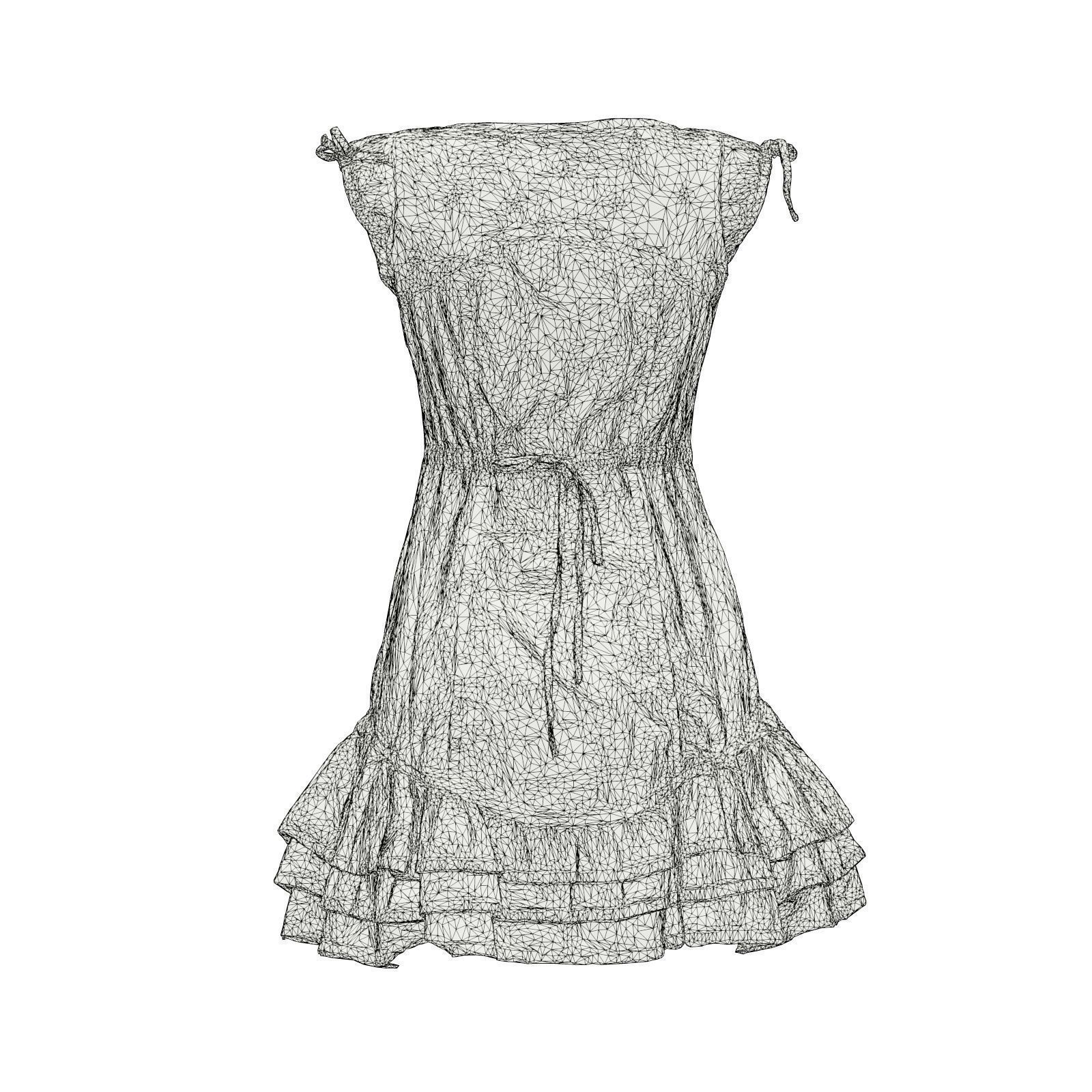 Bows And Stars Jeans Dress 3D model_7