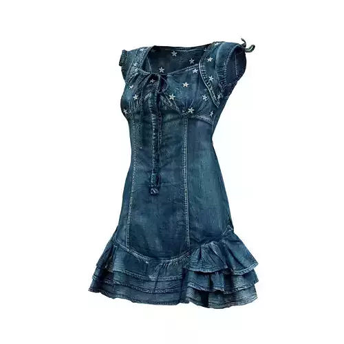 Bows And Stars Jeans Dress 3D model