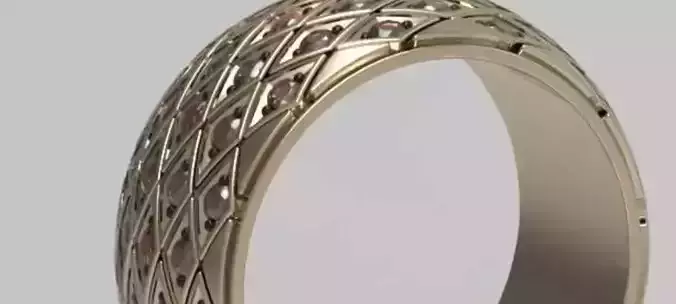 The Preface gold ring with diamonds 3D model