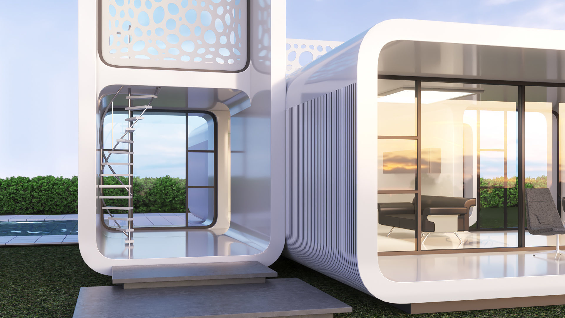 Futuristic residential house 01 3D model_3