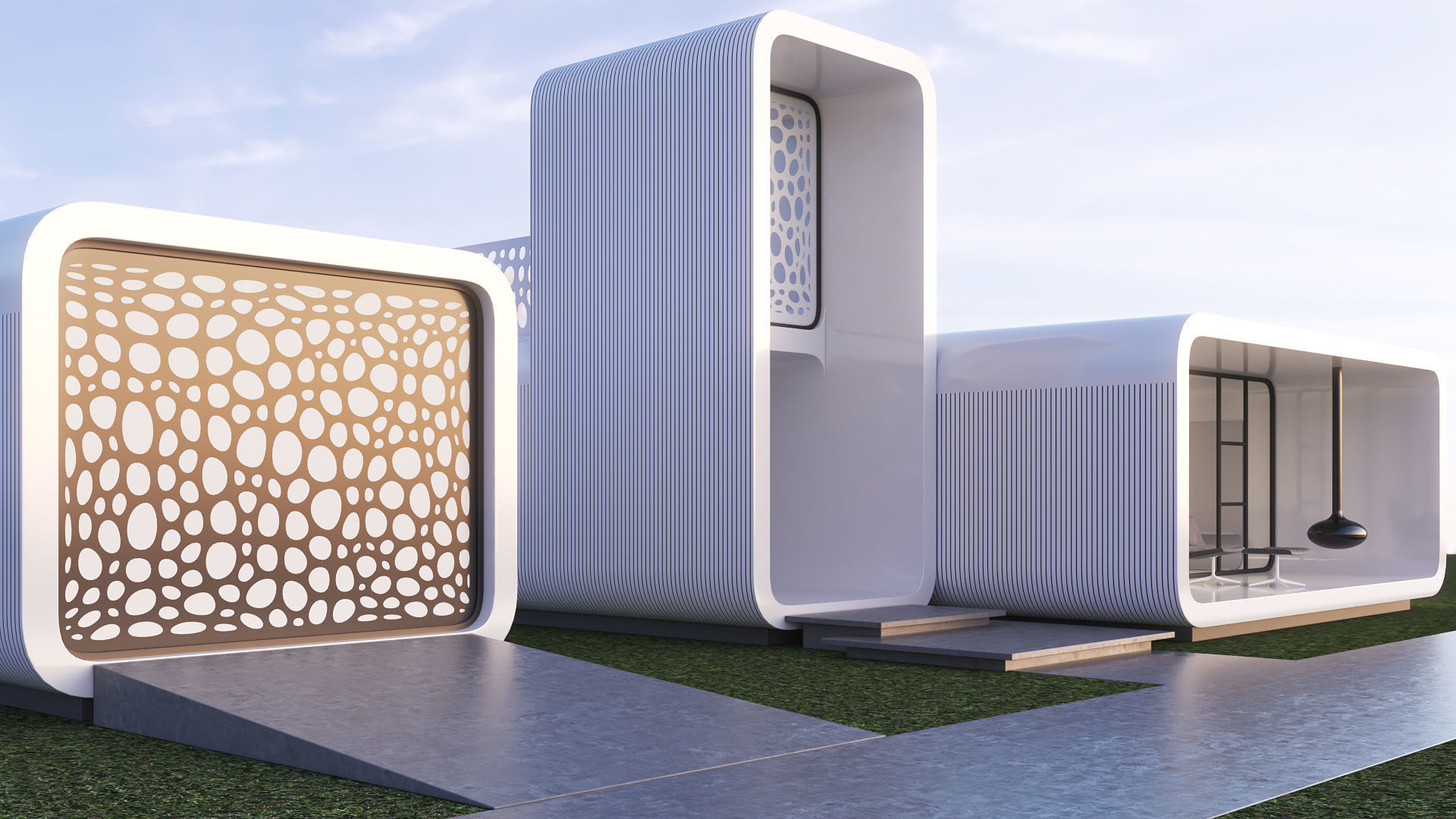 Futuristic residential house 01 3D model_4