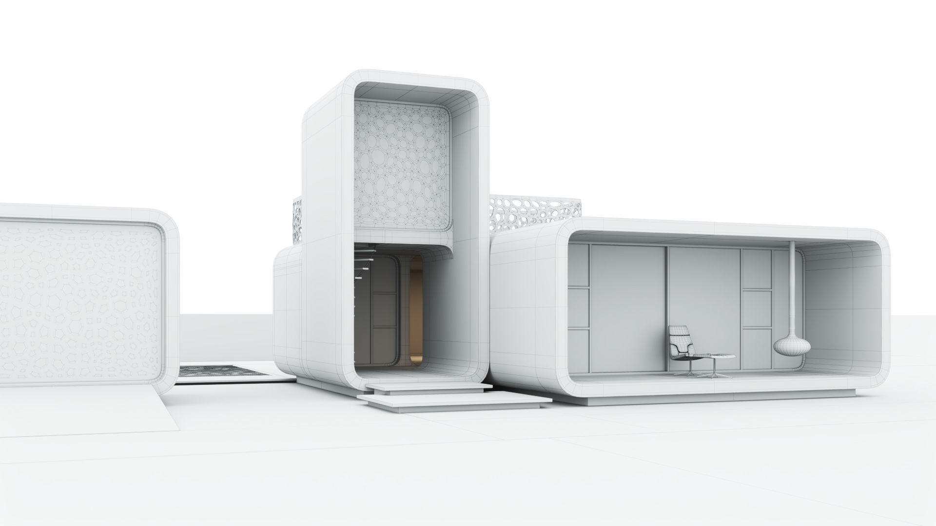 Futuristic residential house 01 3D model_5