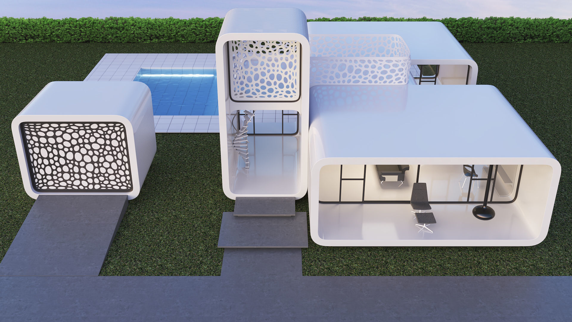 Futuristic residential house 01 3D model_2