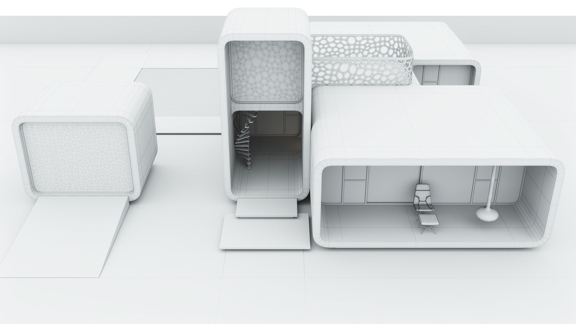 Futuristic residential house 01 3D model_6
