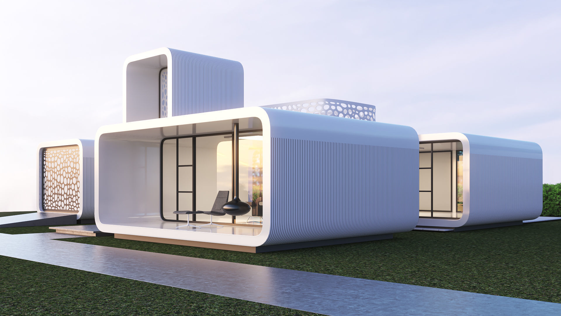 Futuristic residential house 01 3D model_1