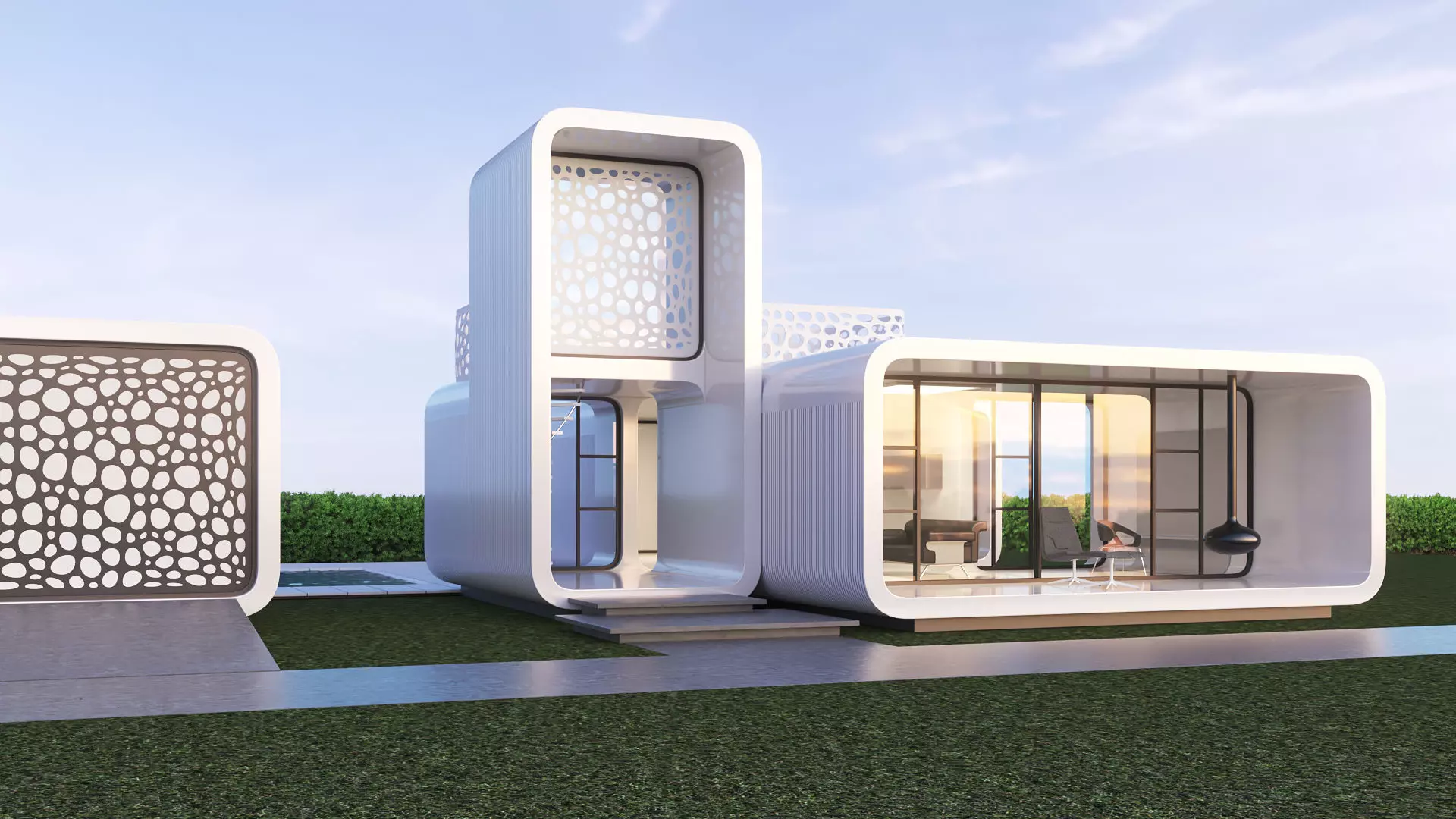 Futuristic residential house 01 3D model_0