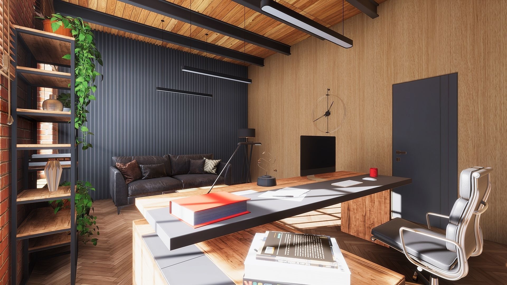 HQ ArchViz Modular Loft Office Low-poly 3D model_5