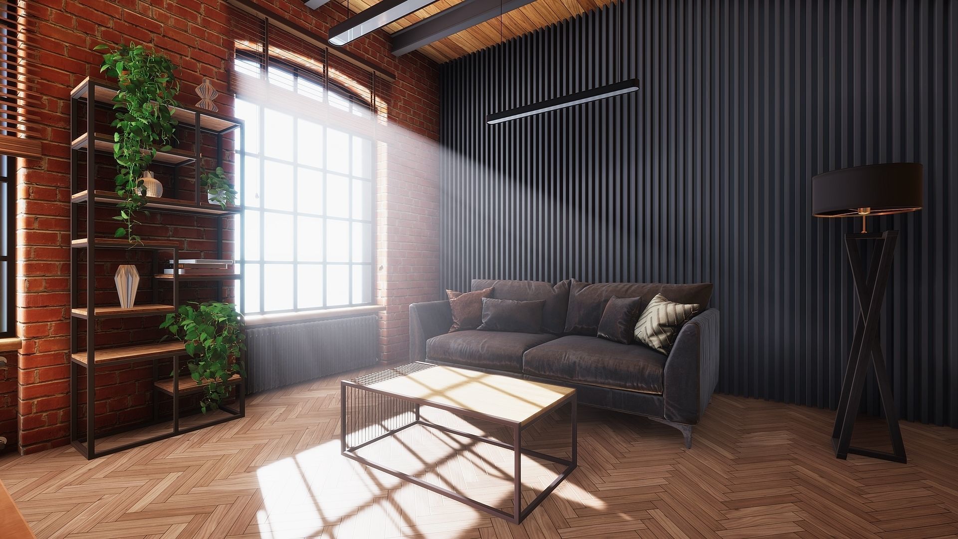 HQ ArchViz Modular Loft Office Low-poly 3D model_8