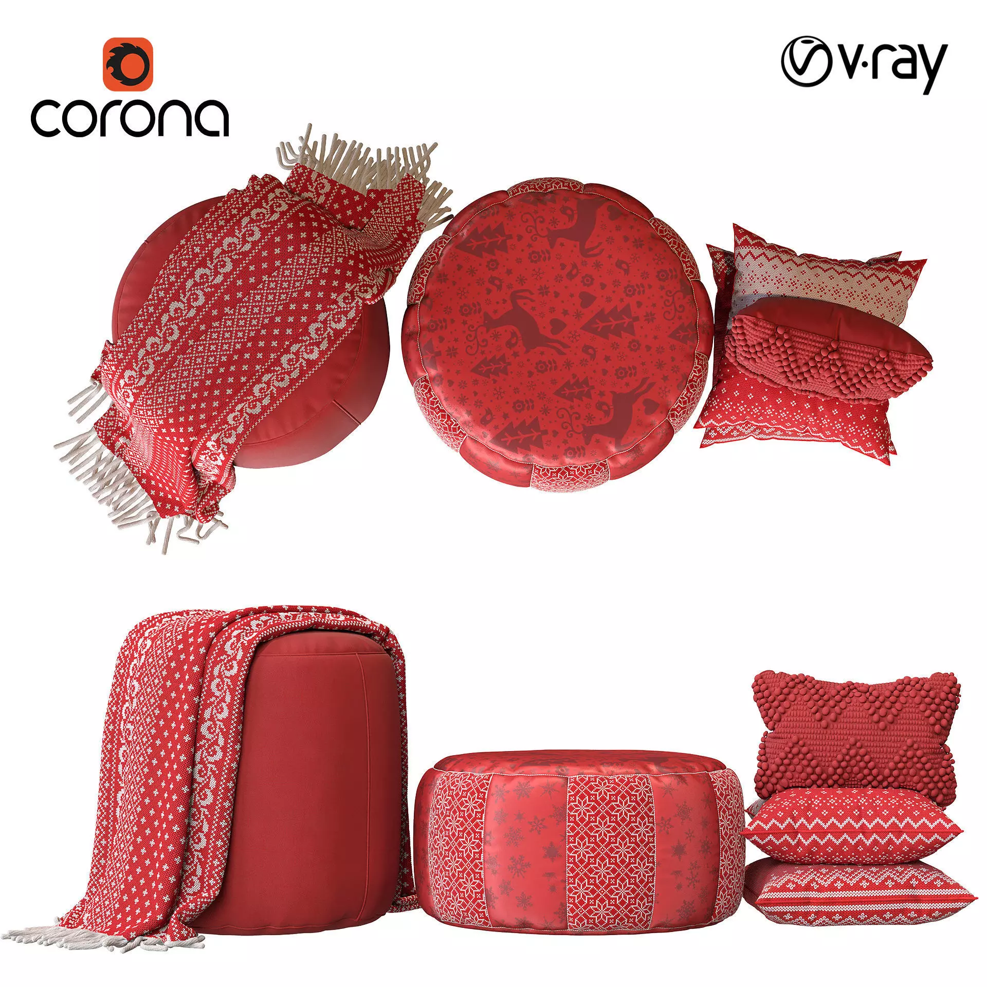 Puf color set 4 3D model_0